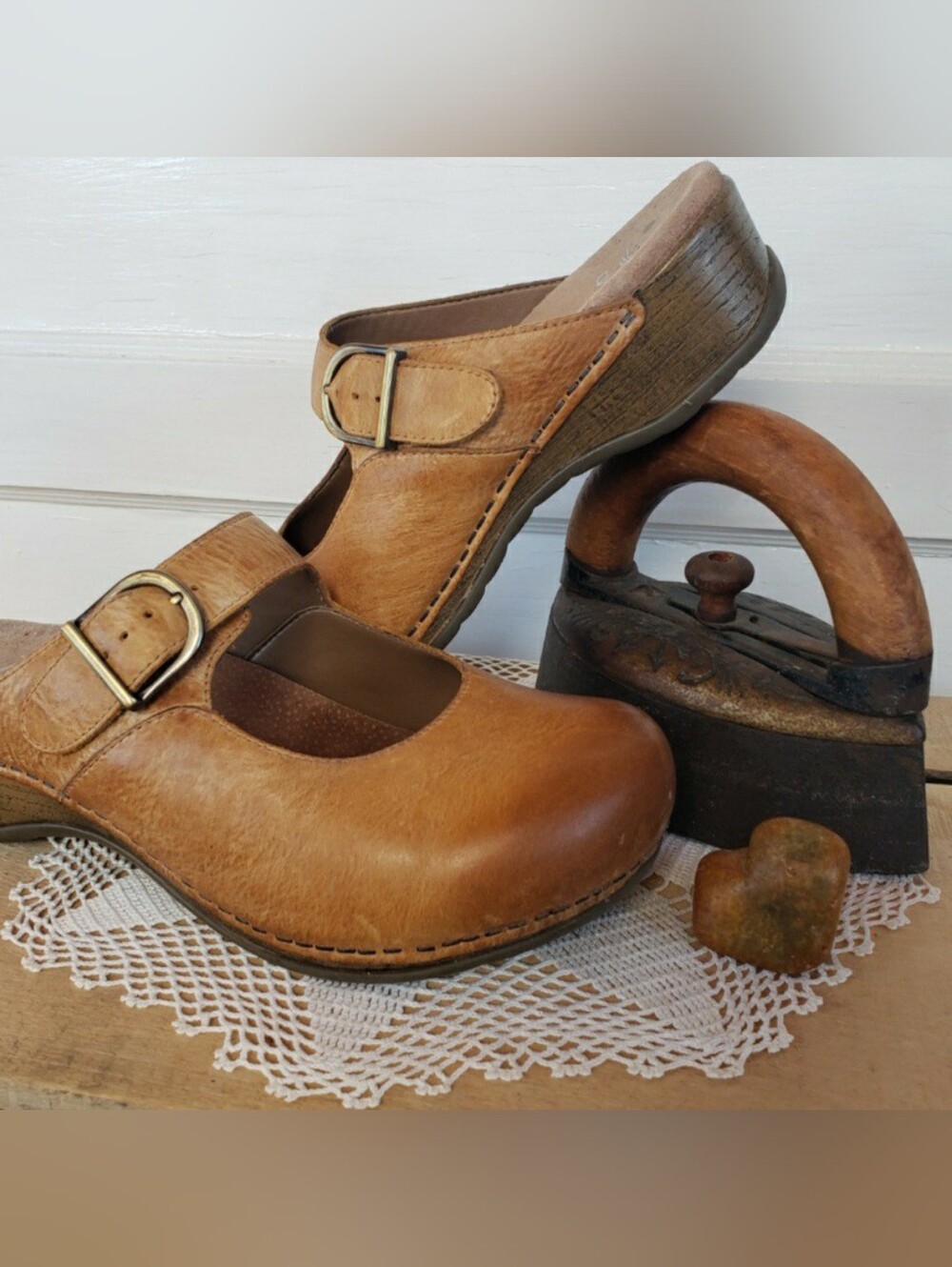 Dansko Honey Clogs Martina MaryJane Burnished Strap Buckle Slides Boho Prairie ♡ - Picture 6 of 12